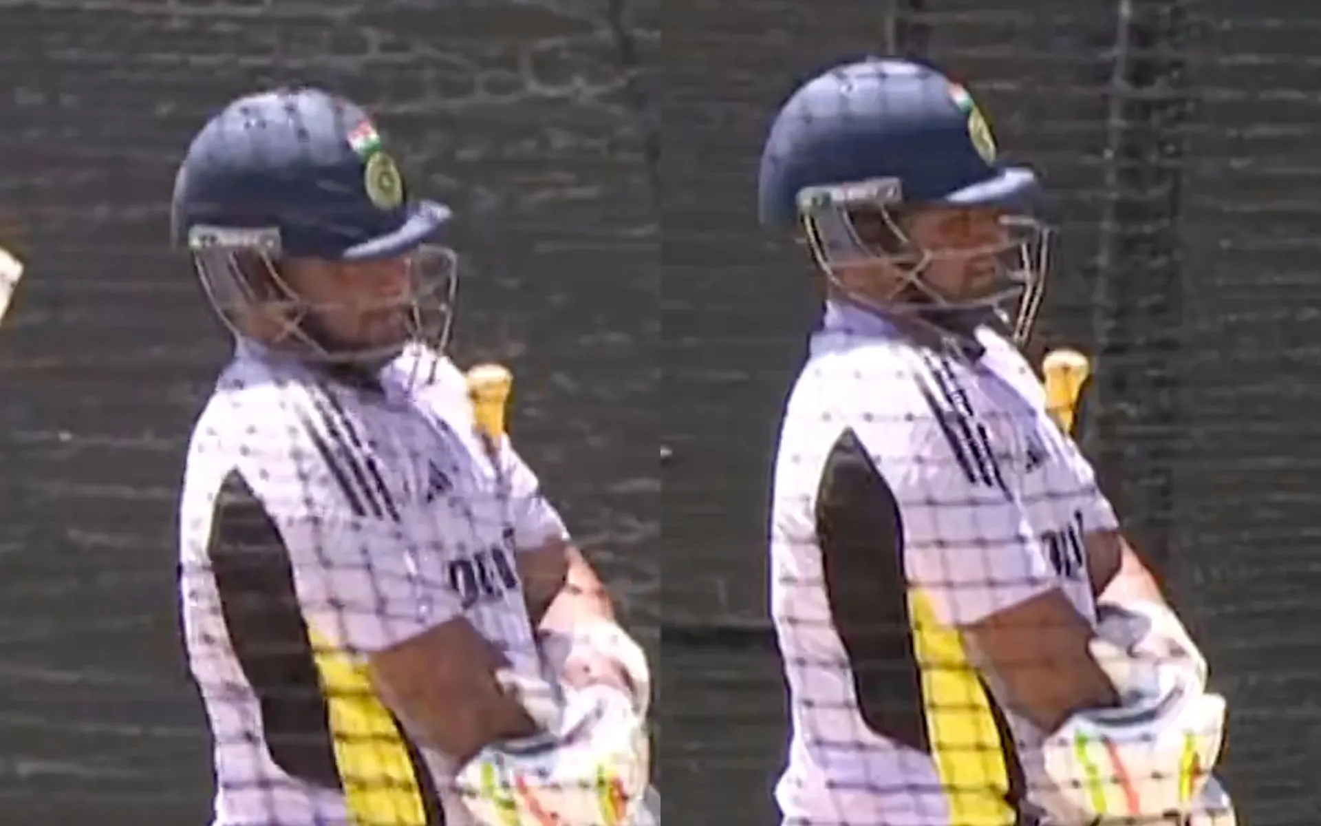 Sarfaraz Khan suffers elbow injury (Source:@nikun28,x.com)