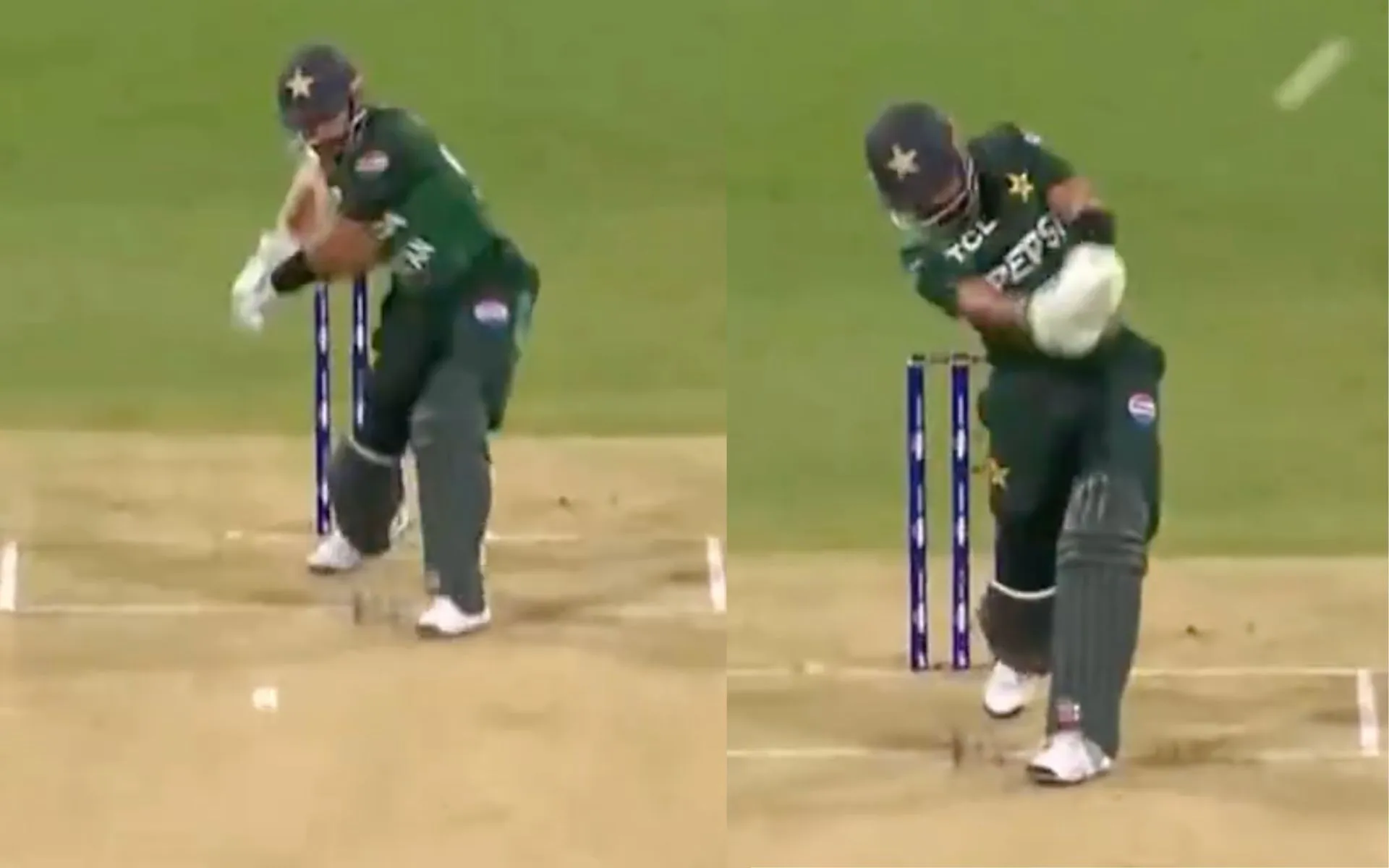 Babar Azam's wicket in 1st T20I vs PAK (Source:@viratgoback/X.com)