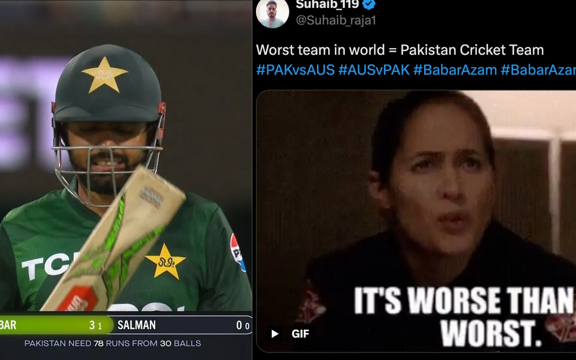 Pakistan lose 1st T20I vs Australia by 29 runs [Source: @ABCricinfo16, @Suhaib_raja1/X.com]