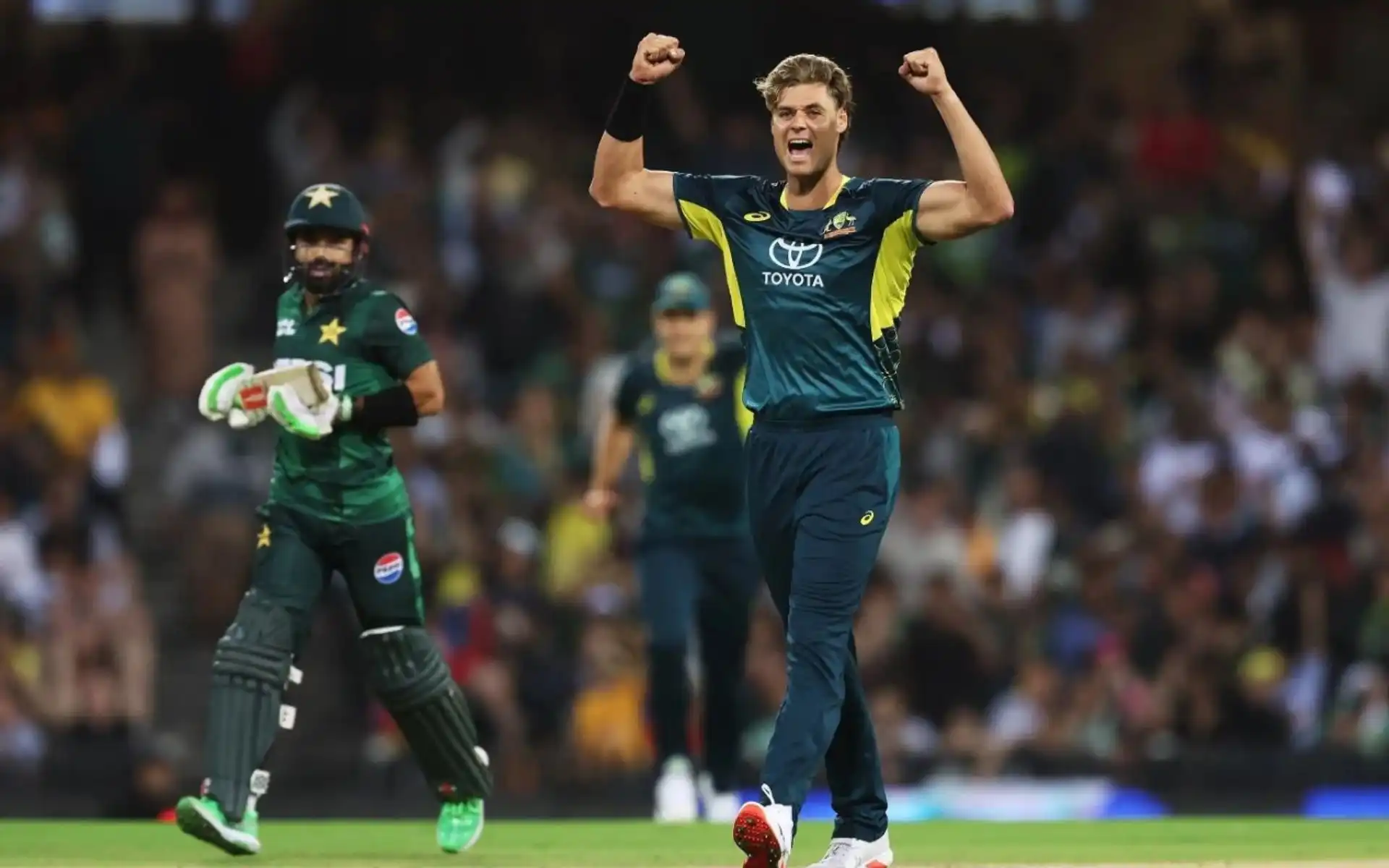 Spencer Johnson after his match-winning spell in the 2nd T20I match [Source: @ABsay_ek/x.com]