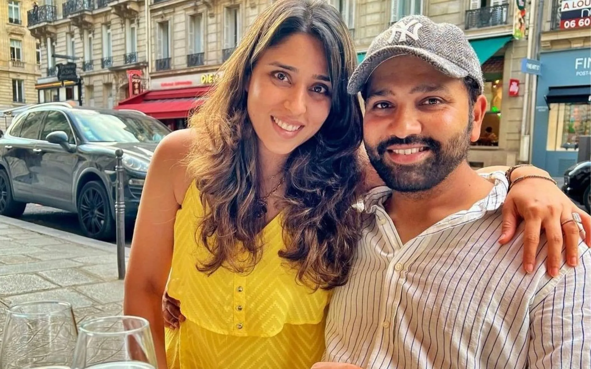 Rohit Sharma and his wife- (Source:@Rushi45/X.com)