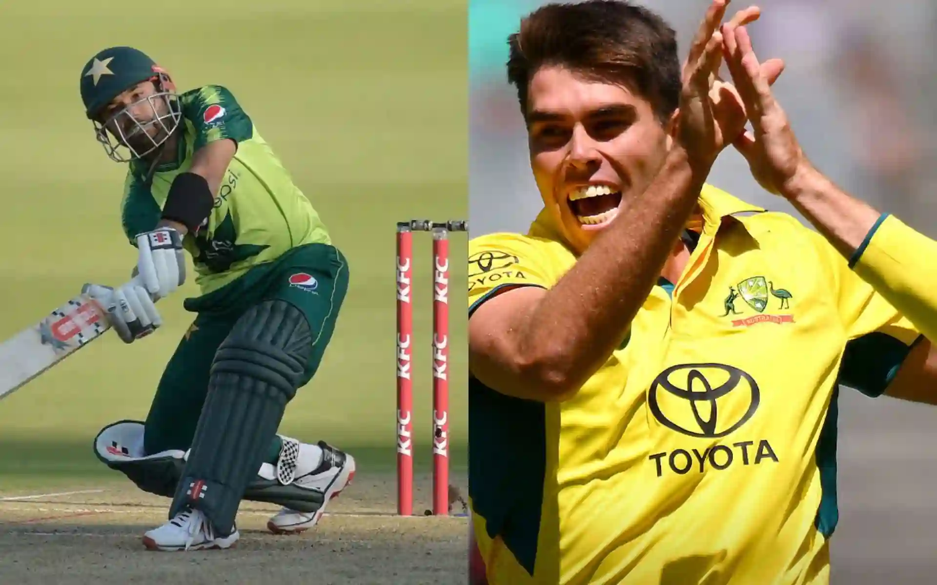 Mohammad Rizwan and Xavier Bartlett [Source: @cricketcomau, @WisdenCricket/x.com]