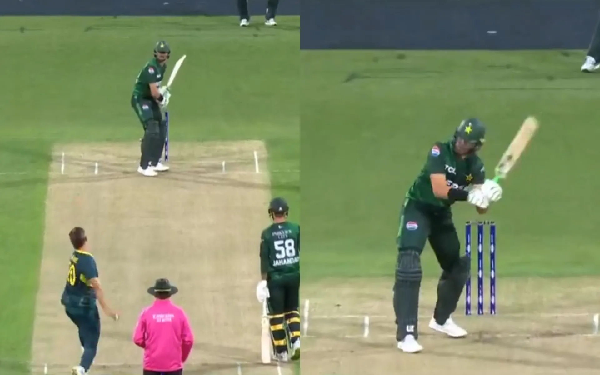Shaheen Afridi plays a helicopter shot vs Australia (Source: cricket.com.au/X)