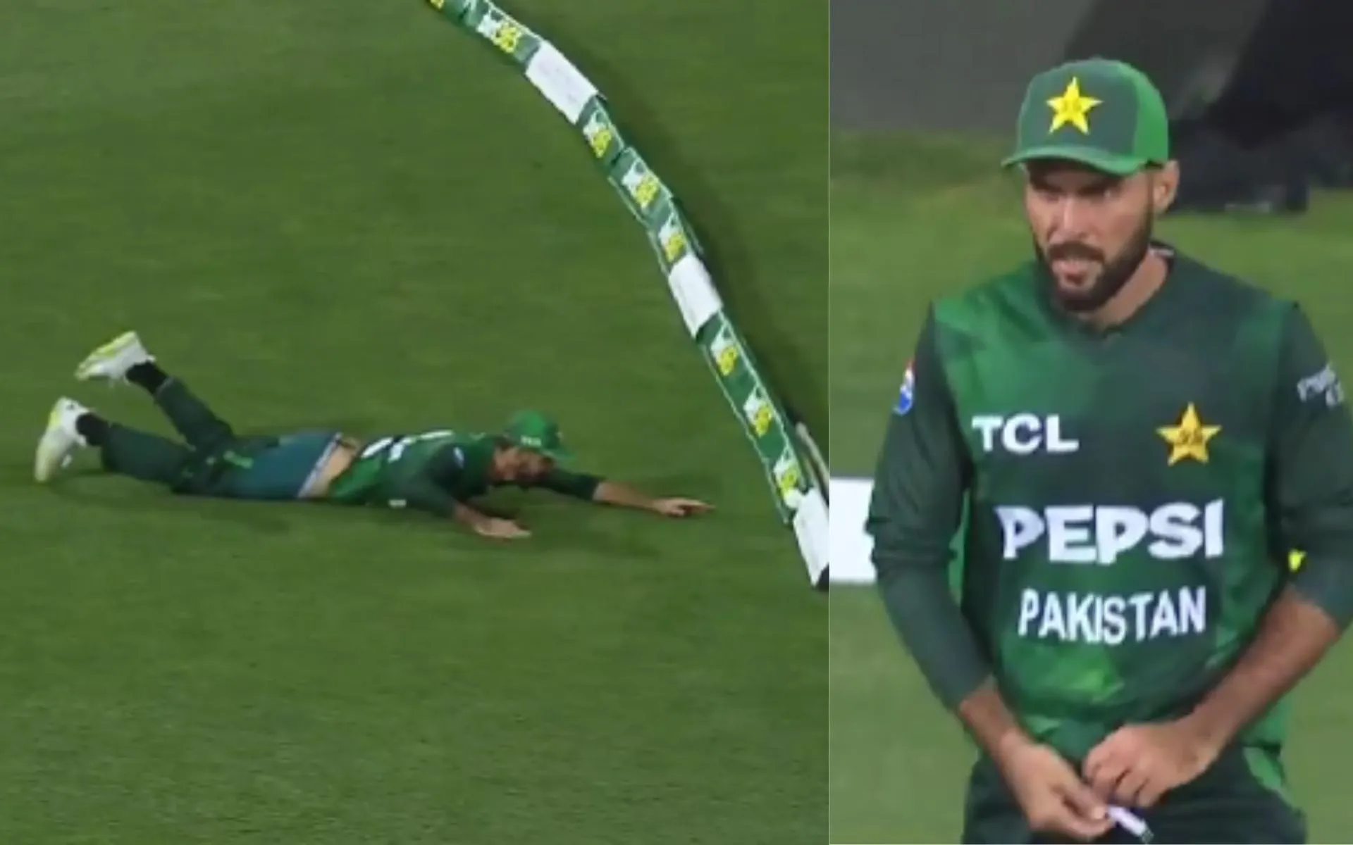 Jahandad Khan’s pants slipped during boundary chase [Source: @cricketcomau/x.com]
