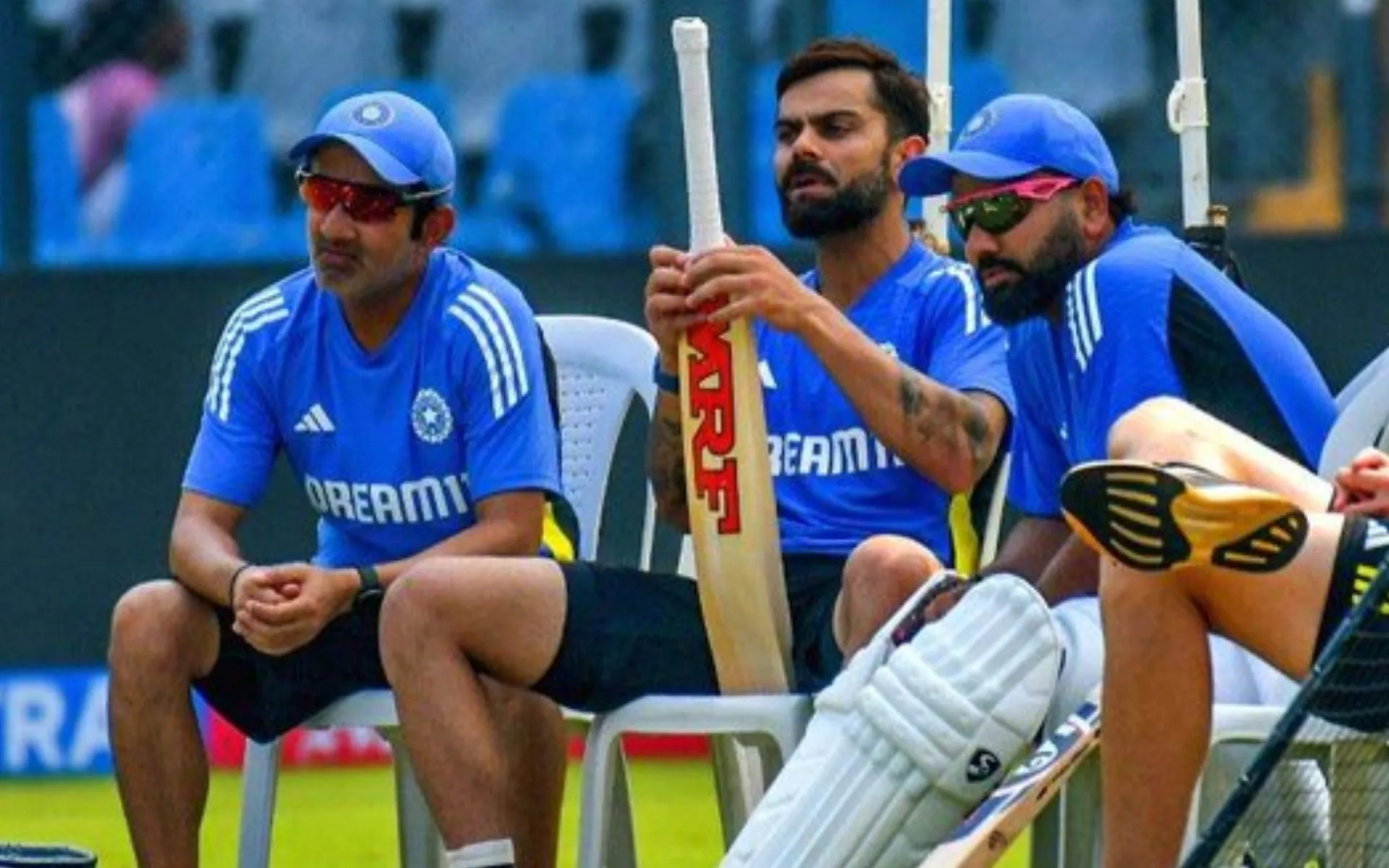 Gautam Gambhir, Virat Kohli & Rohit Sharma [Source: @mufaddal_vohra/x.com]