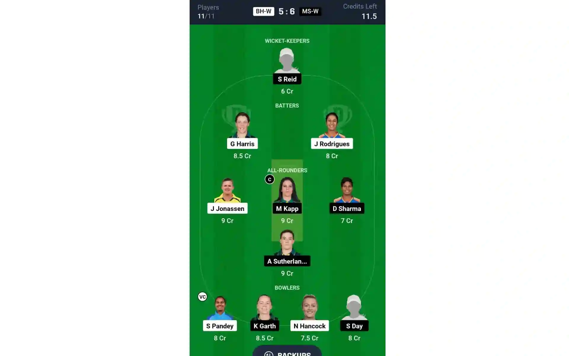 BH-W vs MS-W, WBBL 2024: Dream11 Predictions for Match 36 [Source: @Dream11 App]