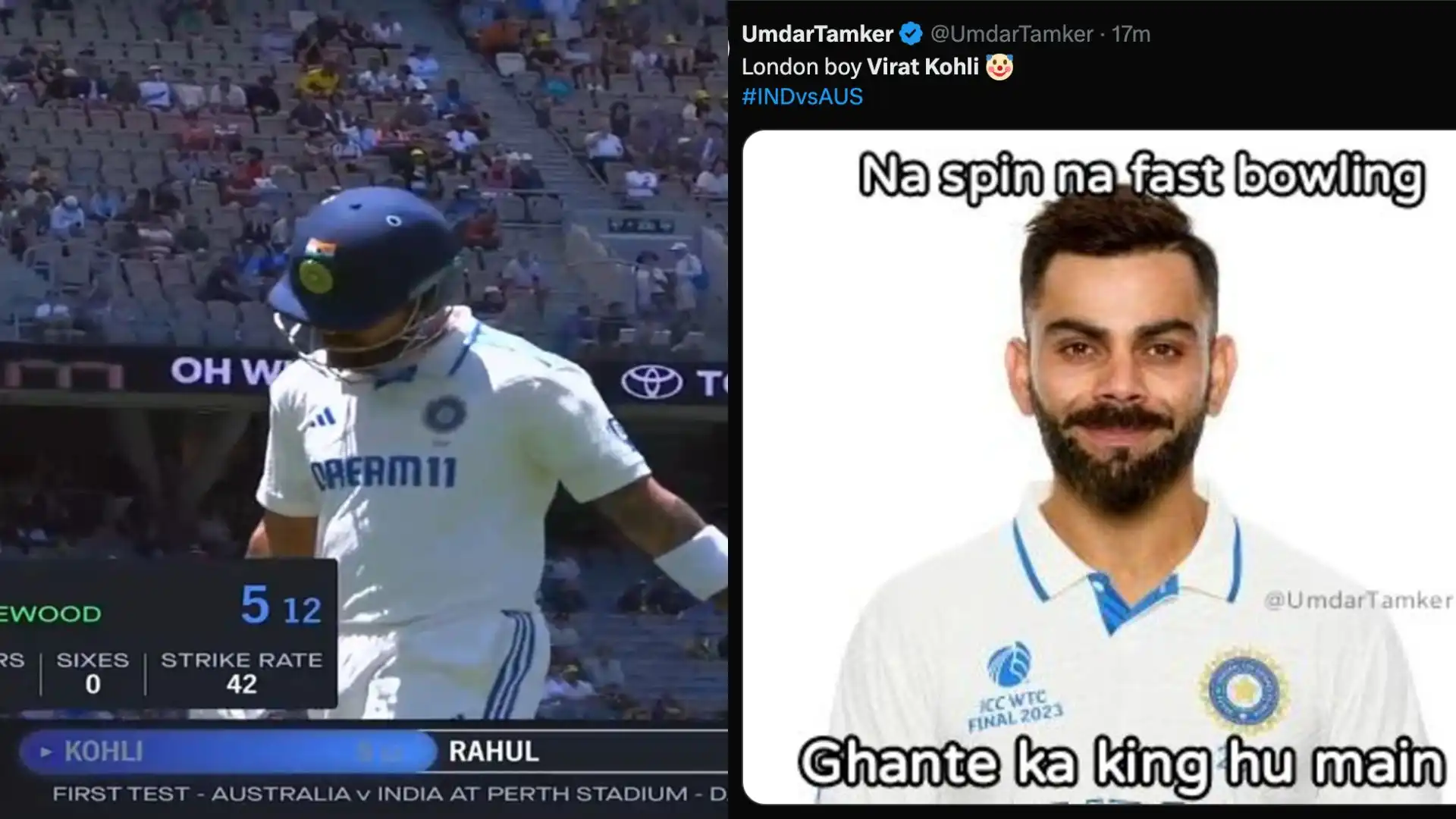 Kohli was trolled for his poor outing in Perth Test [Source: @academy_dinda/X, @UmdarTamker/X]