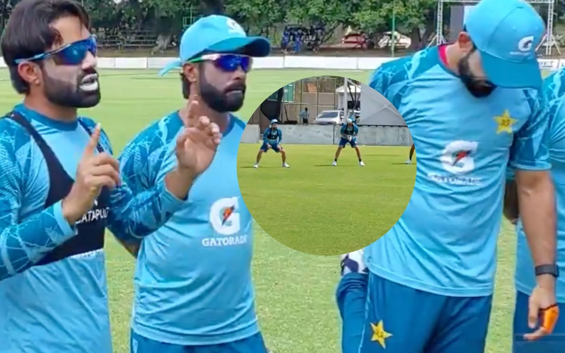 Rizwan in Pakistan's team huddle (Source:@TheRealPCB/X.com)
