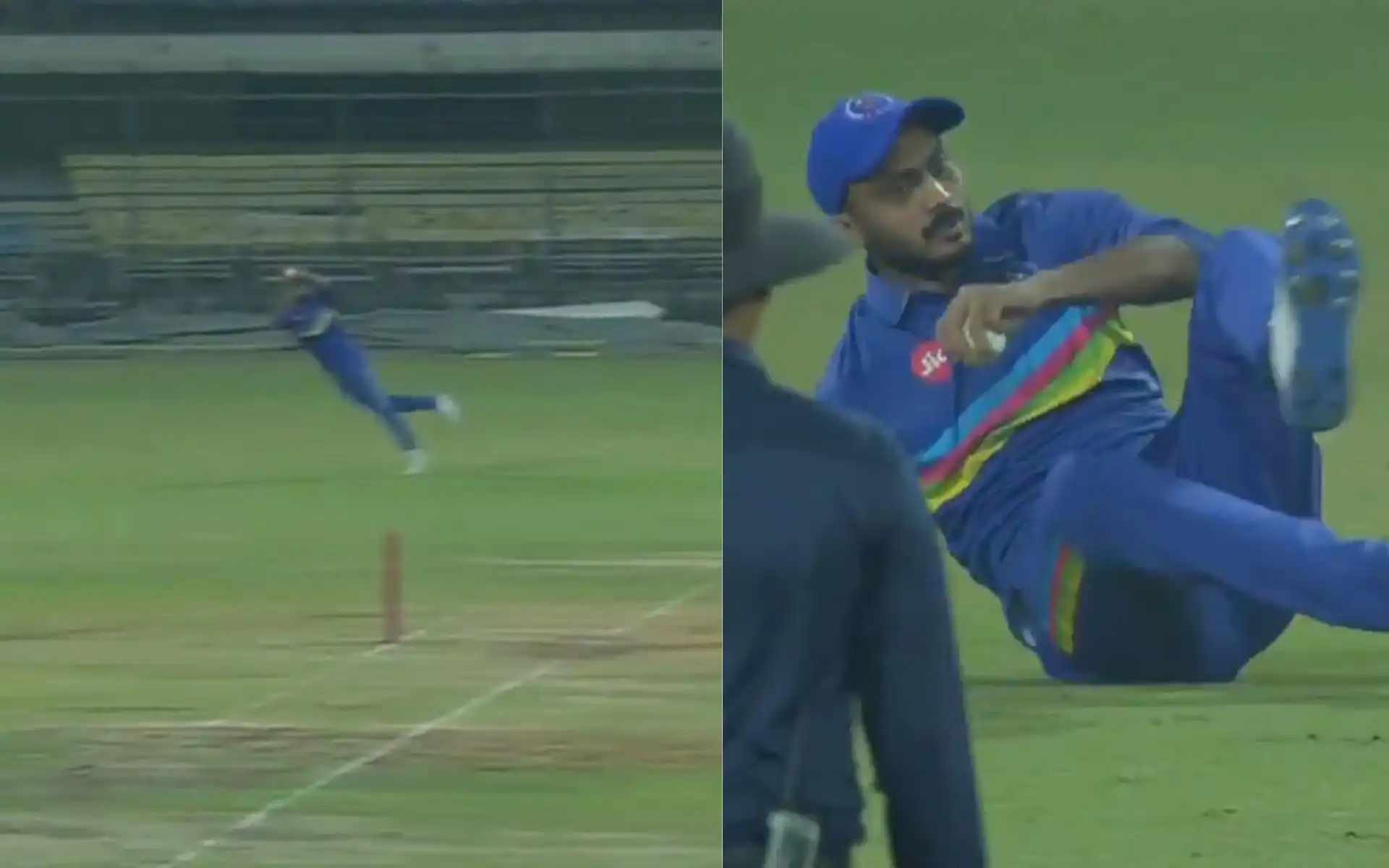 Axar Patel takes a blinder in SMAT game vs Baroda [Source: @BCCIdomestic/X.com]