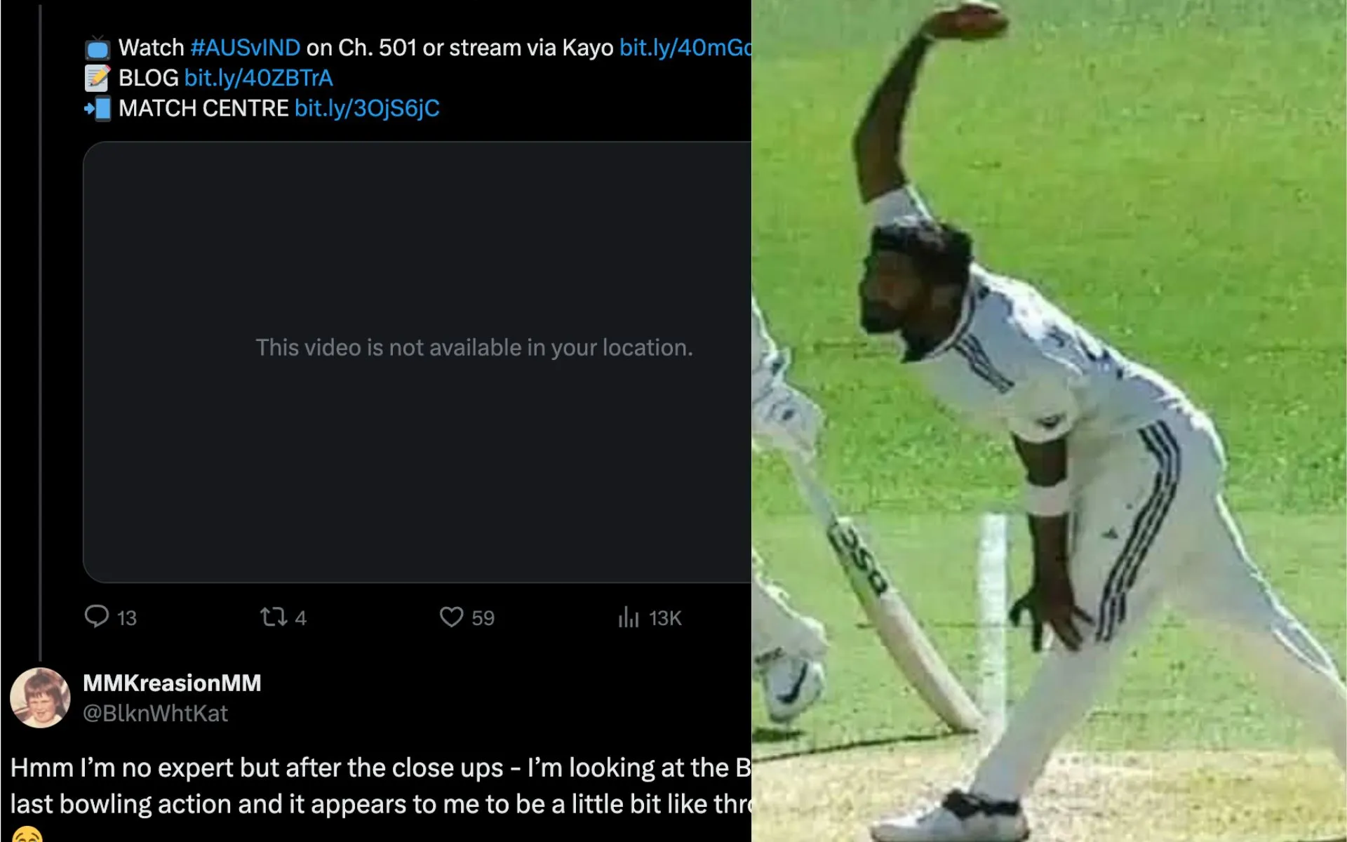 Bumrah accused of chucking [Source: @punjabified/X.Com]
