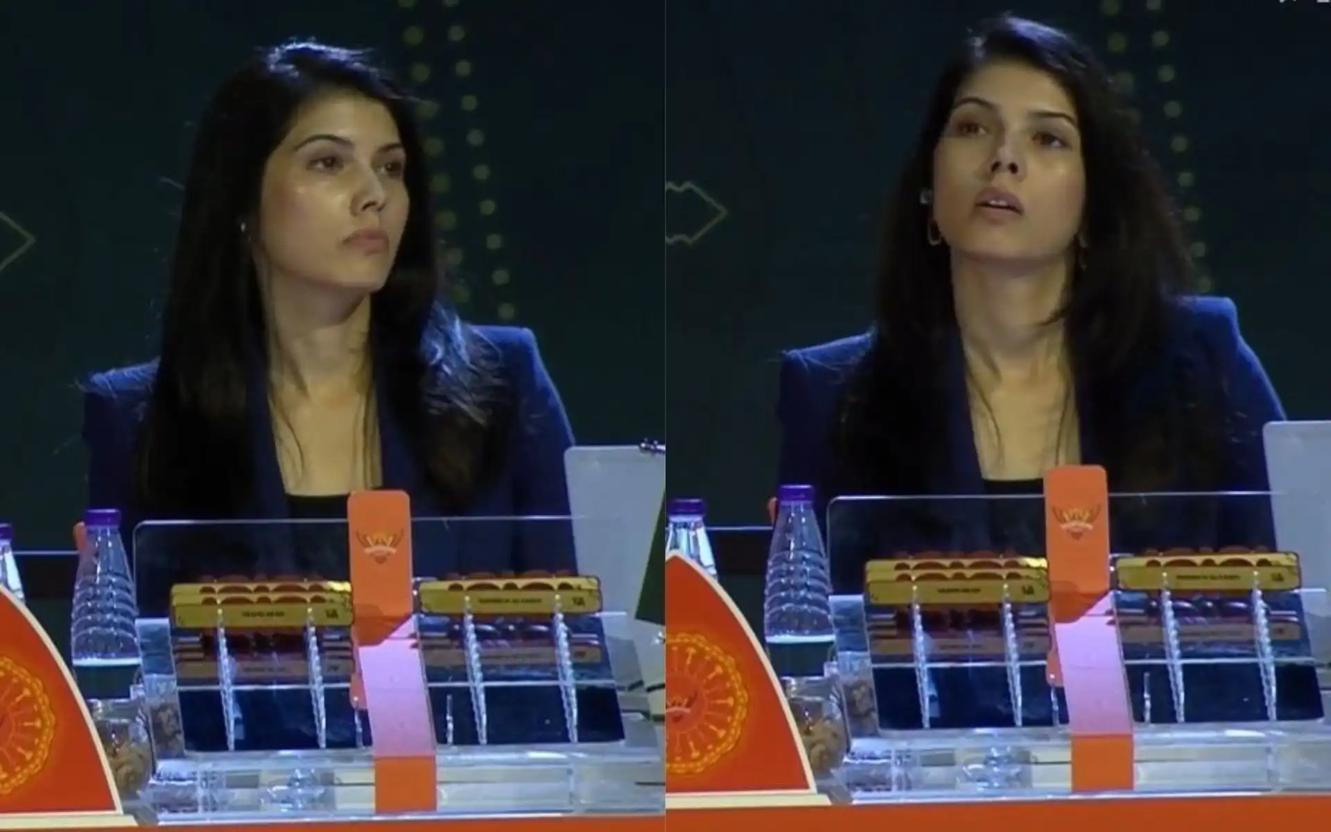 SRH owner Kavya Maran at IPL 2025 mega auction table [Source: @BiggBossTamiil/X.com]