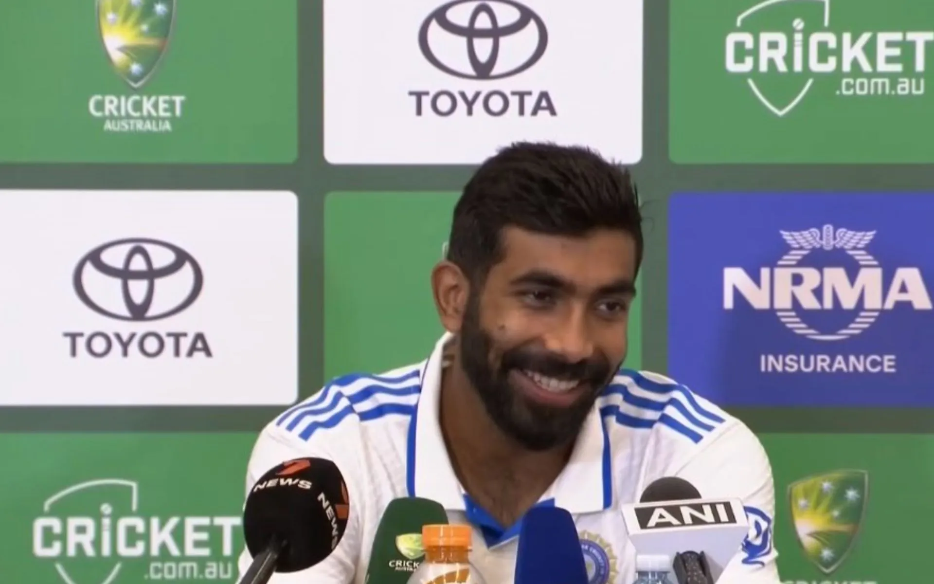 Jasprit Bumrah during the presser (Source:@mufaddal_vohra/X.com)