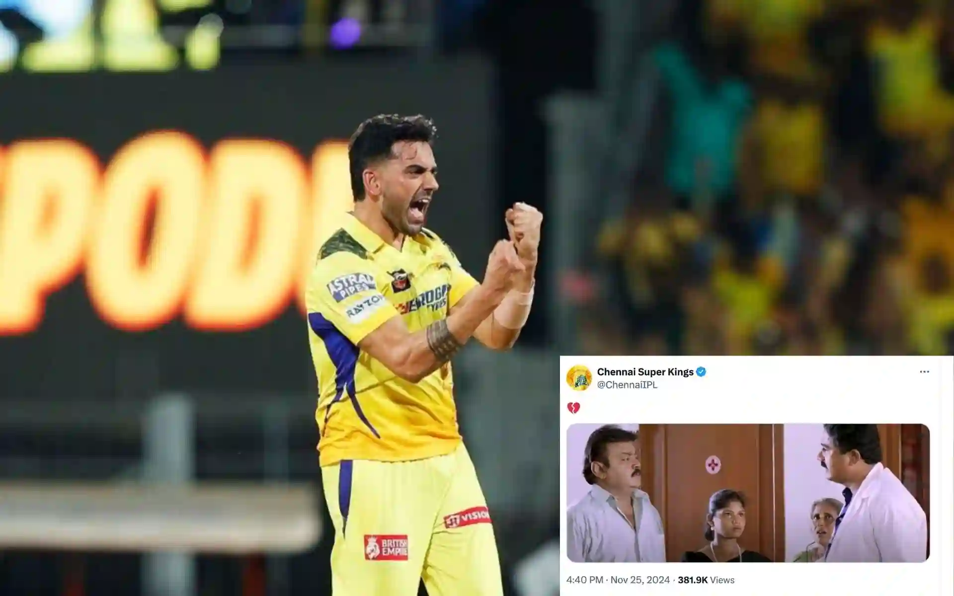 CSK's Cryptic Post Sparks Buzz, Fans Connect It To Deepak Chahar's Injury Saga