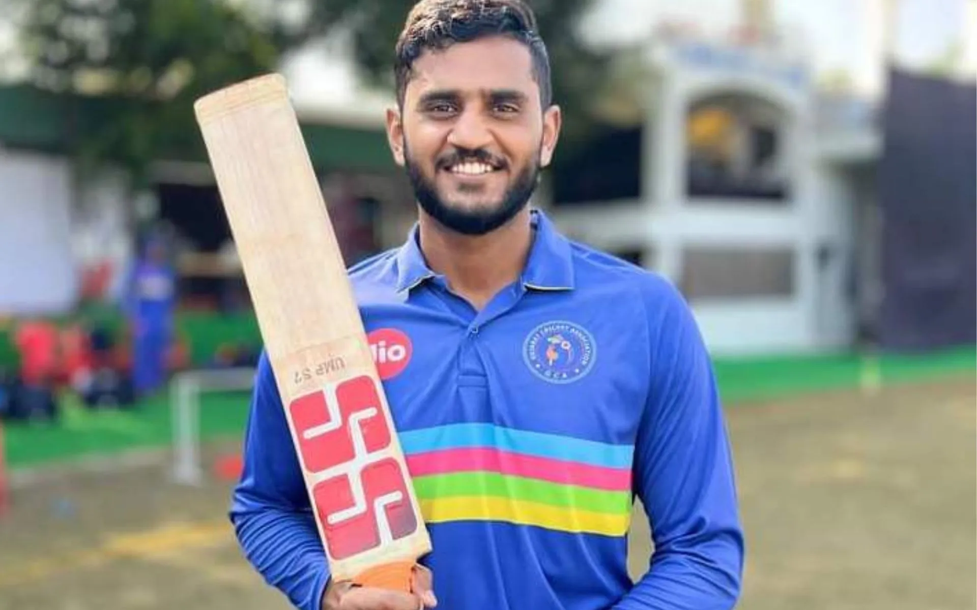 Urvil Patel has smashed a 28-ball century (Source:@GCAMotera/X.com)