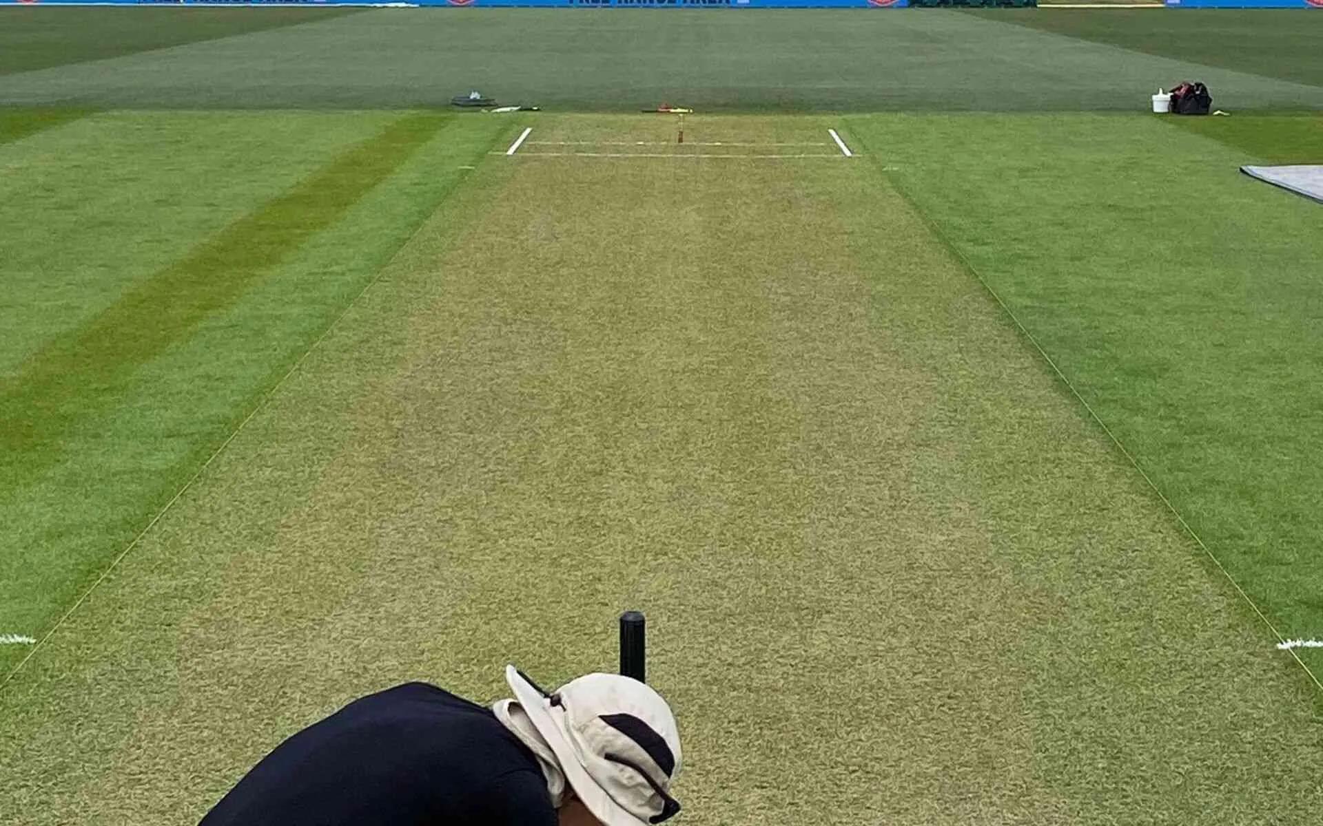 Hagley Oval Pitch (Source:@SnakeMcHardy/X.com)