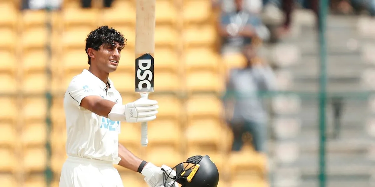 Rachin Ravindra during India Test (Source:@cricbuzz/X.com)