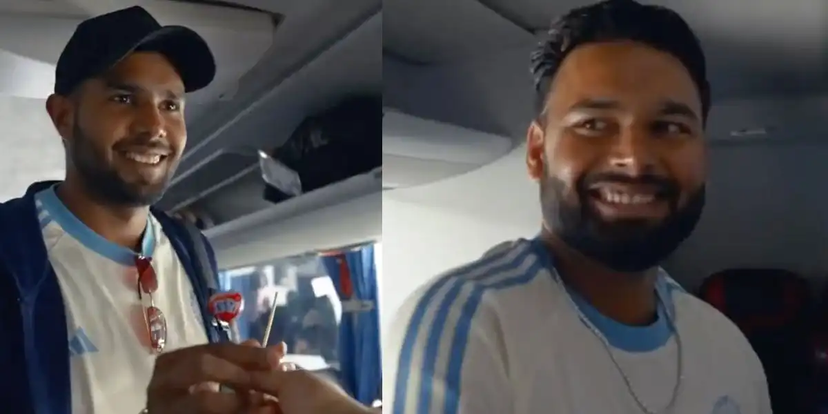 Rishabh Pant giving Lollipop to Harshal Patel (Source:@BCCI/X.com)