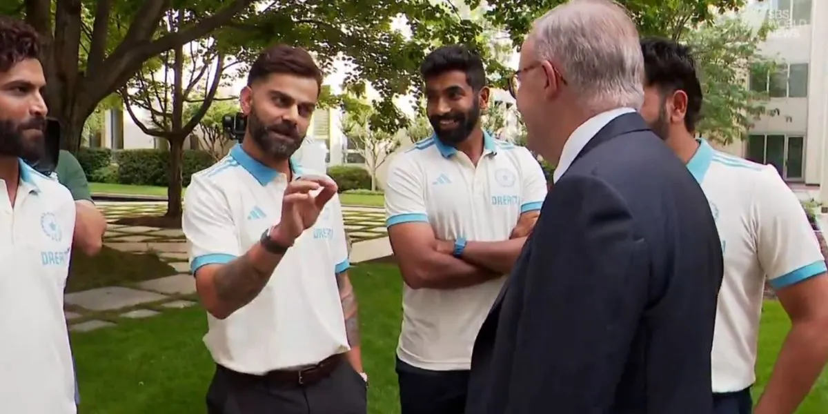Virat Kohli chats with the Australian Prime Minister [Source: @mufaddal_vohra/X.com]
