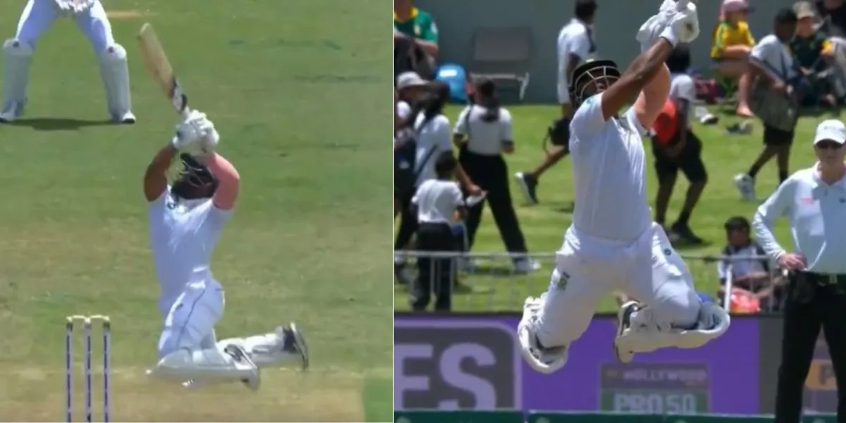 Temba Bavuma upper cuts Sri Lankan pacer for a six [Source: @JioCinema/x]