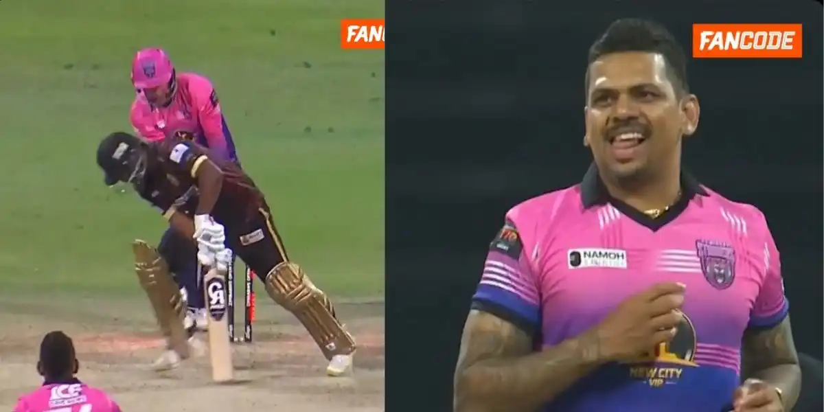 Sunil Narine toppled Johnson Charles in Abu Dhabi T10 match [Source: @FanCode/x]