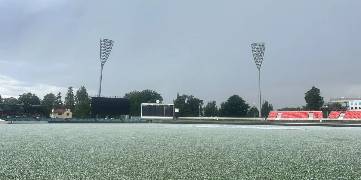 Manuka Oval Canberra weather report day 2 (Source:@_FaridKhan,x.com)