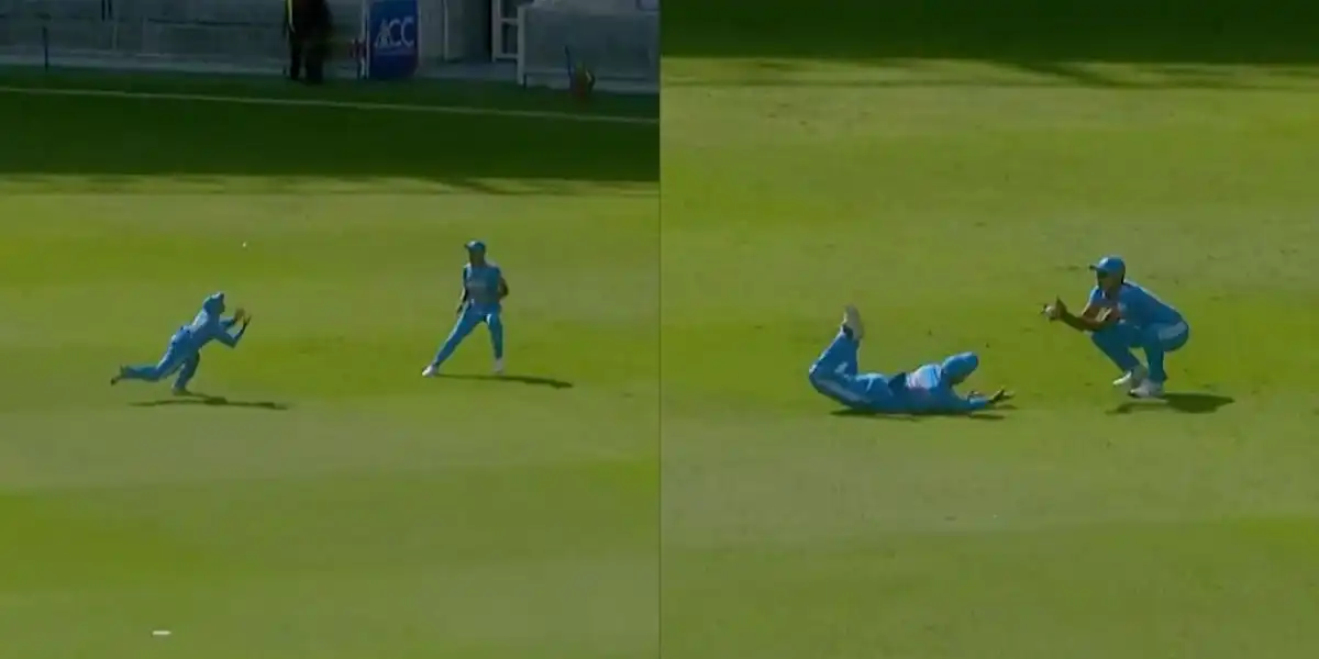 Indian fielders take juggling catch in U19 Asia Cup [Source: @SonySportsNetwk/X.com]
