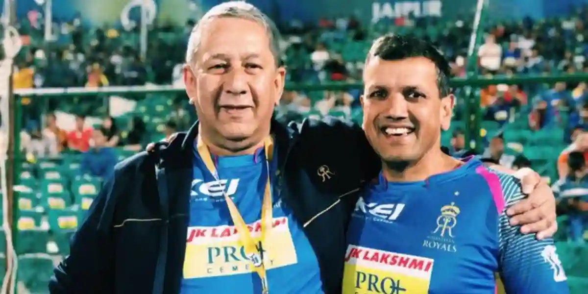 Rajasthan Royals Owner Manoj Badale alongside Executive Chairman Ranjit Barthakur (Left) [Source: @rajasthanroyals/x.com]