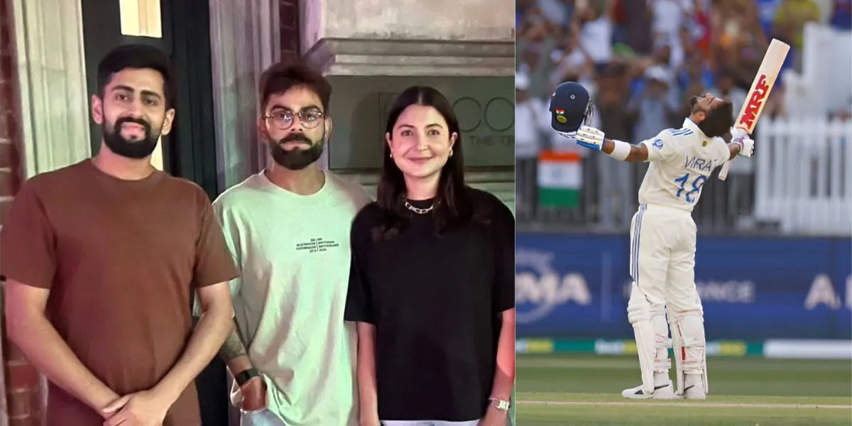Virat Kohli and Anushka Sharma with a fan (Source:@Trend_VKohli,x.com)