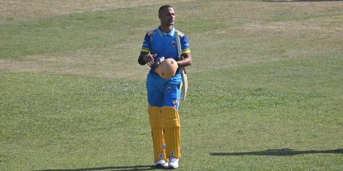 Shikhar Dhawan was dismissed cheaply in NPL [Source: @newbusinessage/X]