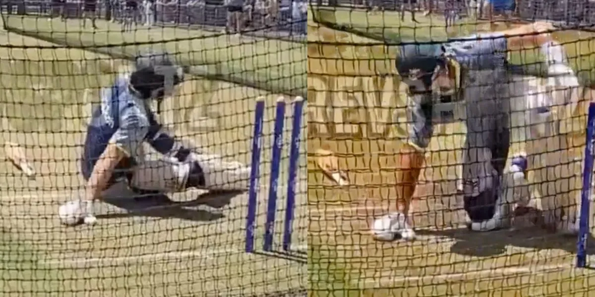 Marnus Labuschagne injured in nets (Source:@RevSportzGobal/X.com)