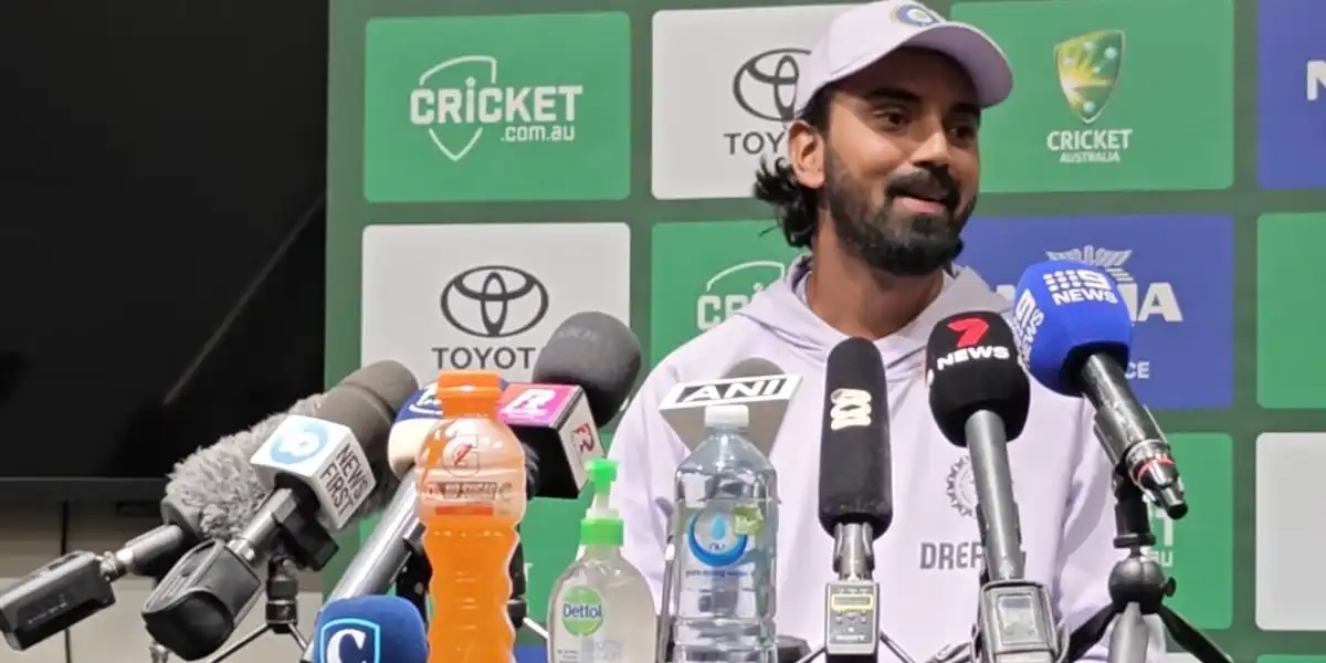 KL Rahul attends press conference [Source: @RajeshS92317867/X.com]