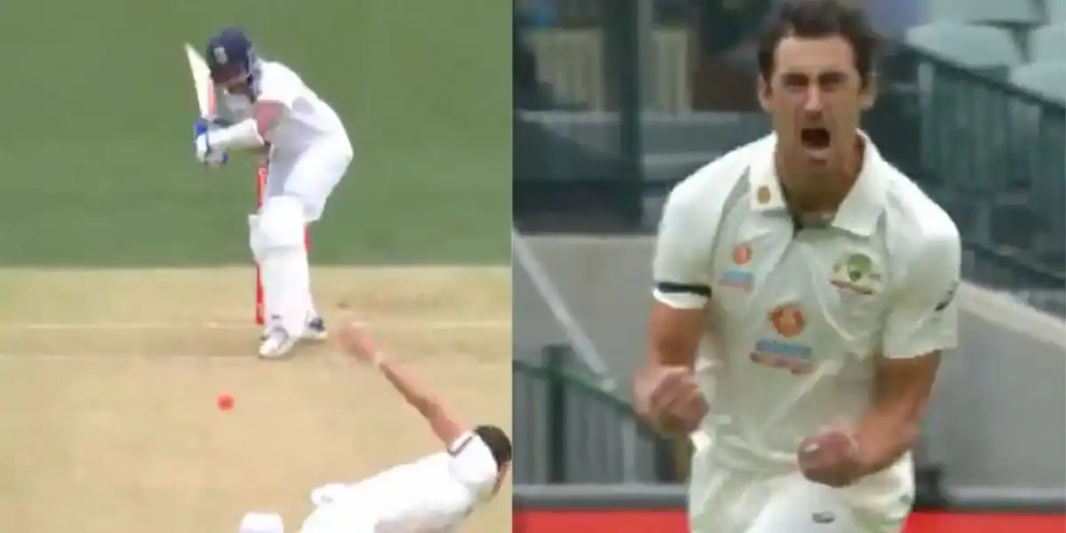 Prithvi Shaw bowled by Mitchell Starc (Source:@7Cricket/X.com)