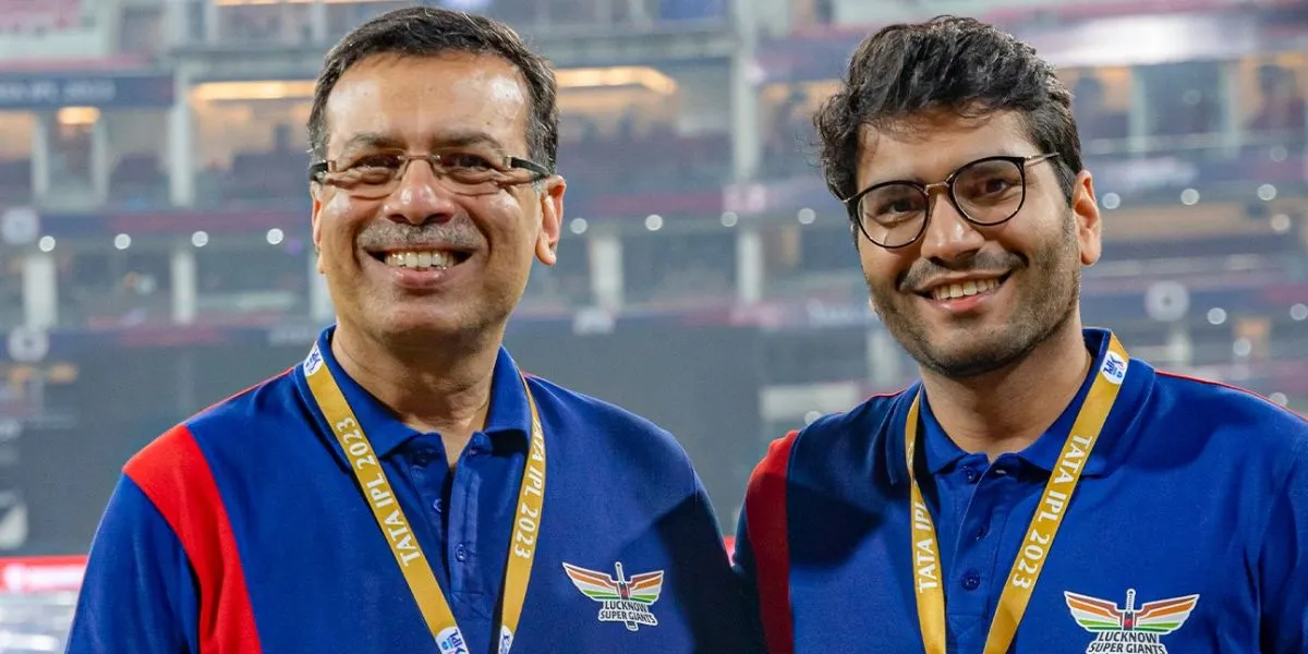 LSG owner Sanjiv Goenka with son Shashwat Goenka [Source: @LucknowIPL/x.com]