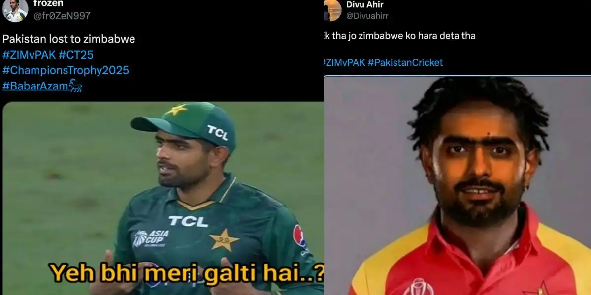 Fans troll Pakistan after they lost a nail biter T20I to Zimbabwe [Source: @fr0ZeN997, @Divuahirr/X.com]
