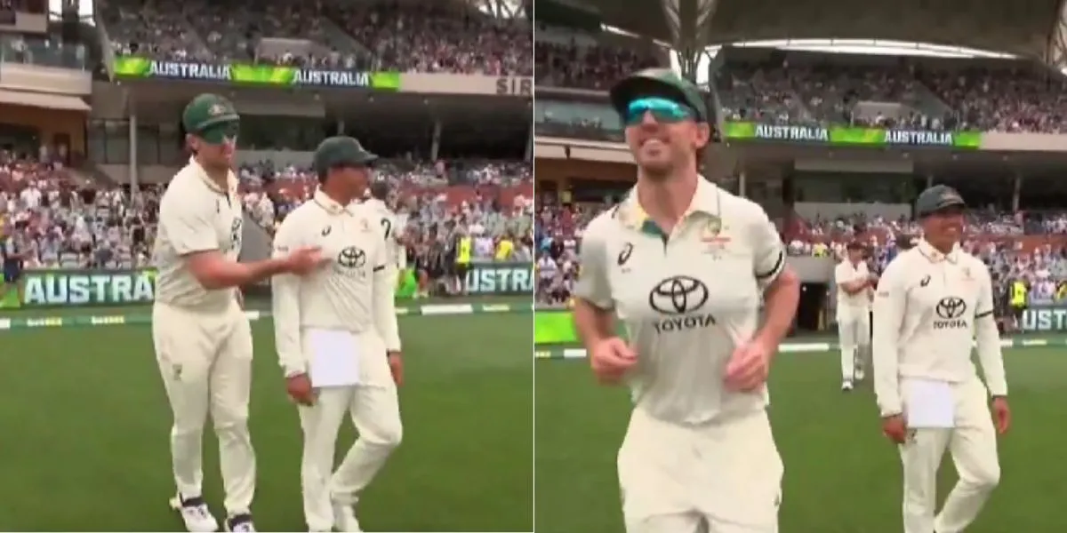 Mitchell Marsh touched Usman Khawaja cheekily [Source: @gavaskar_theman/x.com]