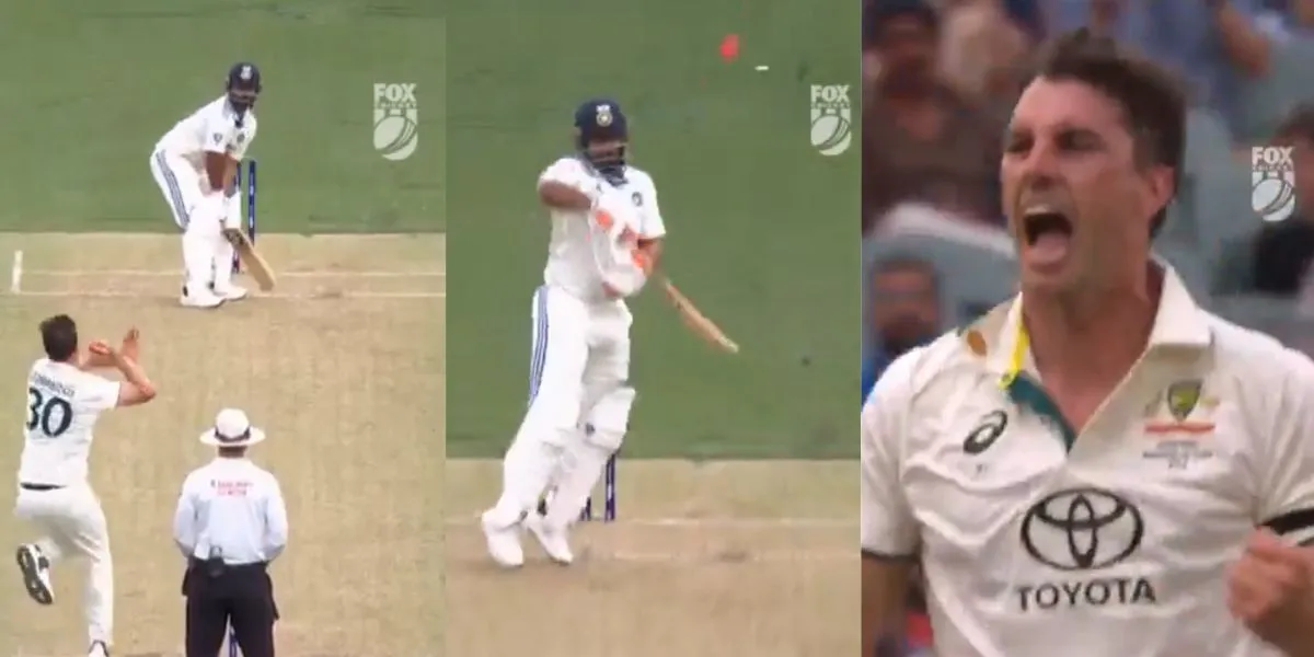 Pat Cummins' reaction at Rishabh Pant's wicket (Source: @cricket.com.au/x)
