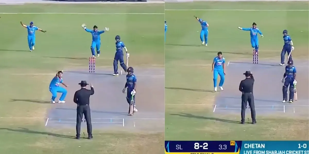 Chetan Sharma took two wickets vs Sri Lanka U-19 (source:@SonyLIV,screengrab)