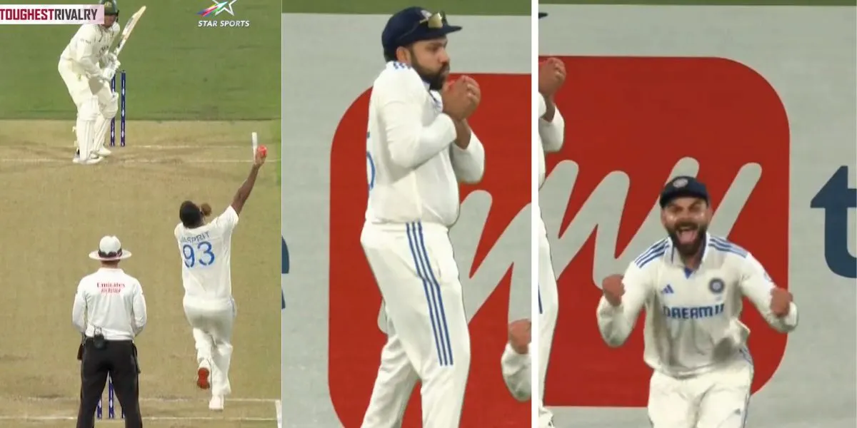 Jasprit Bumrah takes the wicket of Usman Khawaja (Source:@StarSports, Screengrab)