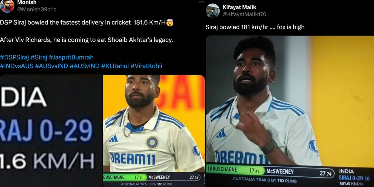 Mohammed Siraj in memes for a rare mistake in speedometer [Source: @Monish09cric, @KifayatMalik176/X.com]