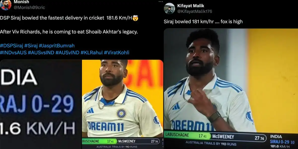 Mohammed Siraj in memes for a rare mistake in speedometer [Source: @Monish09cric, @KifayatMalik176/X.com]
