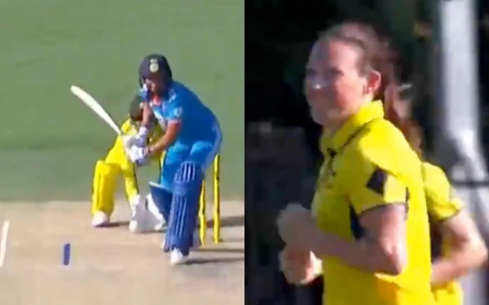 Megan Schutt dismisses Harmanpreet [Source: @gavaskar_theman/X.Com]