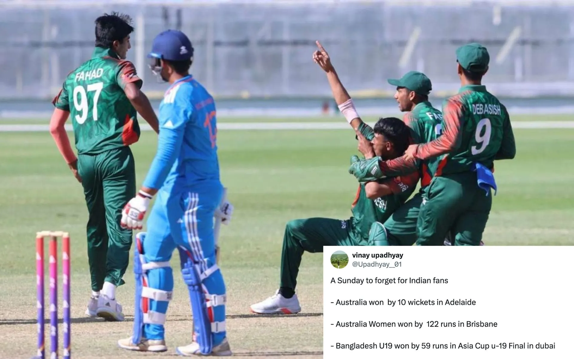 India lost U19 Asia Cup finals to Bangladesh [Source: @trahmanbnp/X.com]