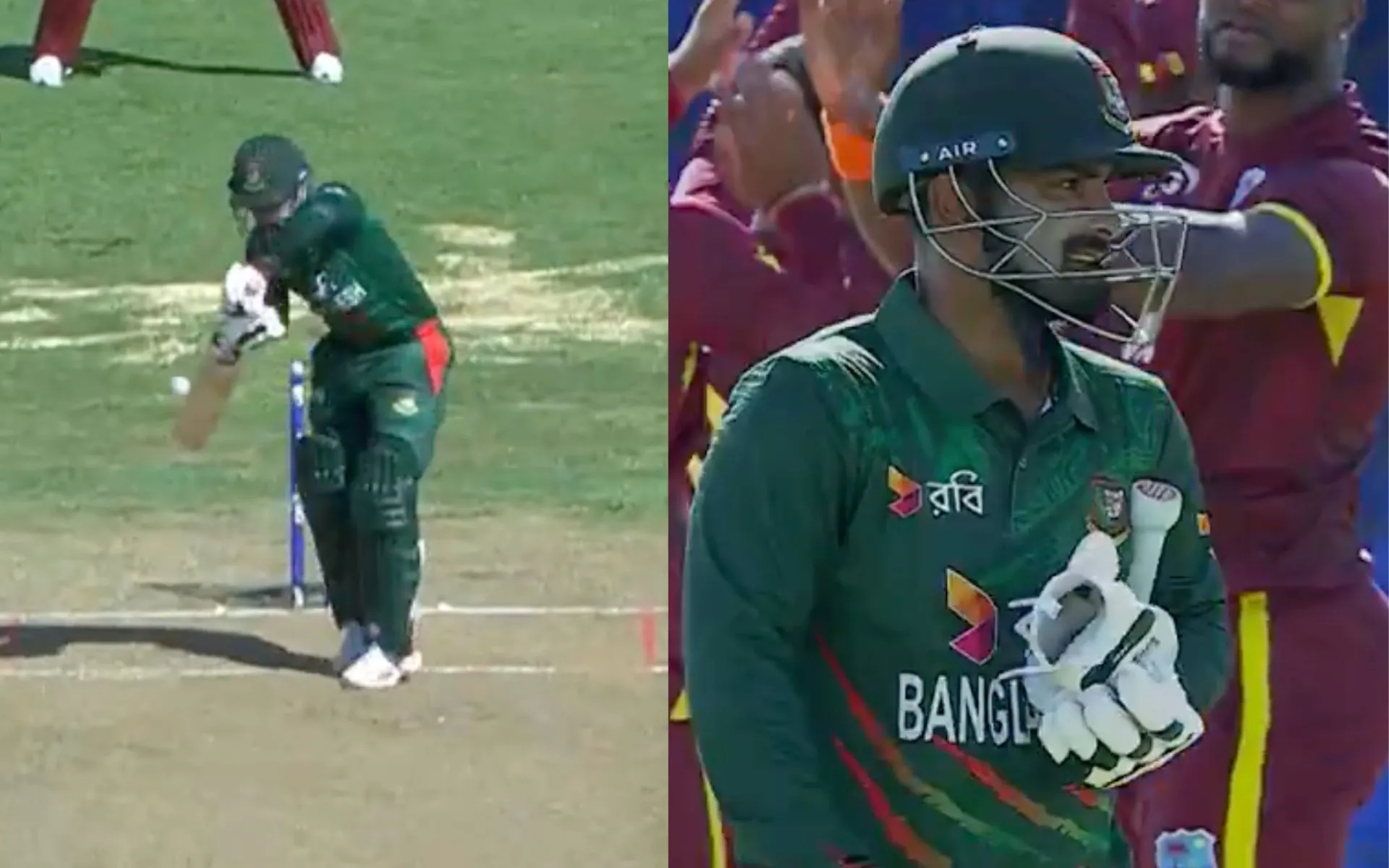 Litton Das' wicket vs WI (Source:@windiescricket/X.com)