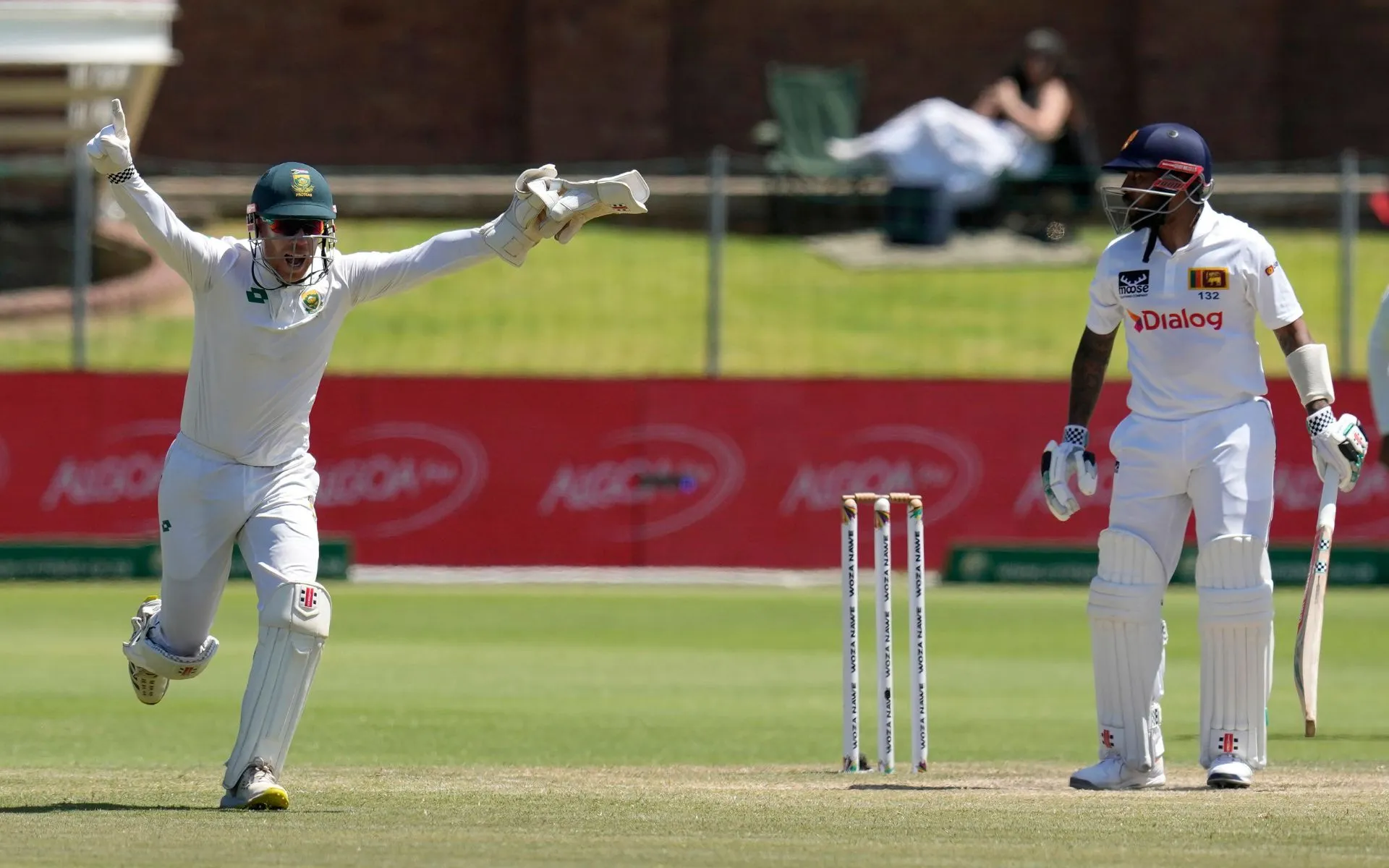 South African players celebrating a SL wicket [Source: AP]