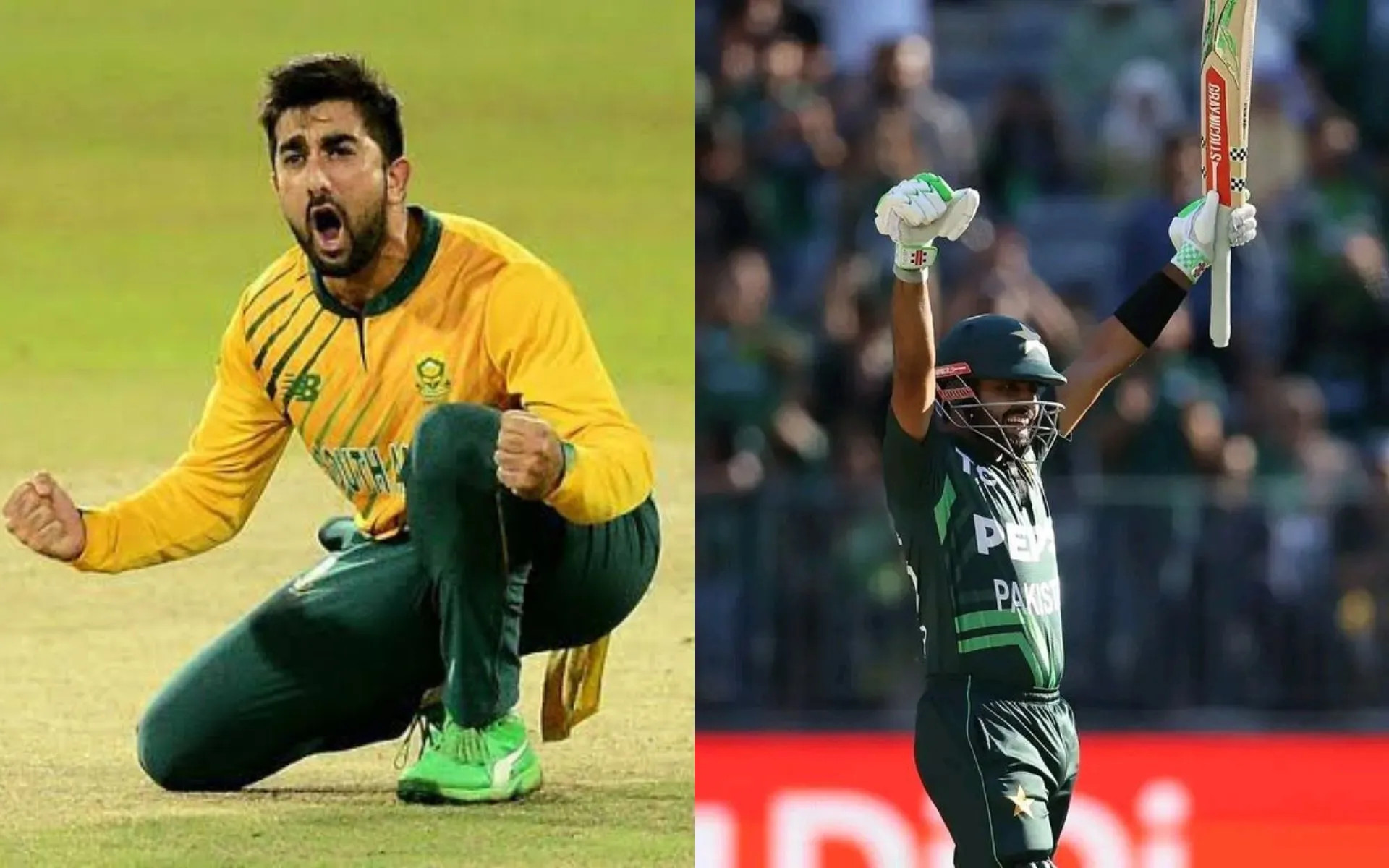 Tabraiz Shamsi and Babar Azam (Source: @hafizfakher/x.com,  @SergioCSKK/x.com)