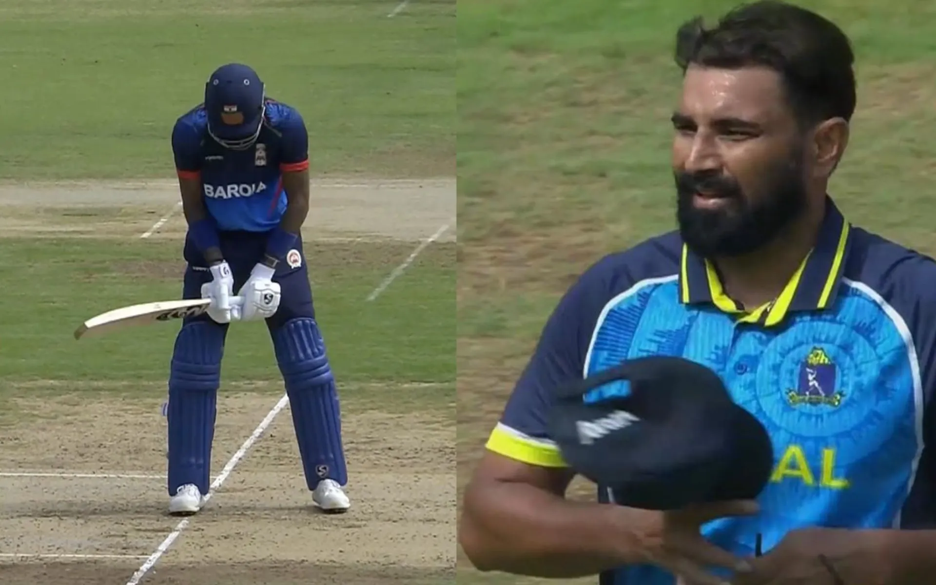 Hardik Pandya playing agains Mohammed Shami in SMAT [Source: @karan_rajput872/X.com]