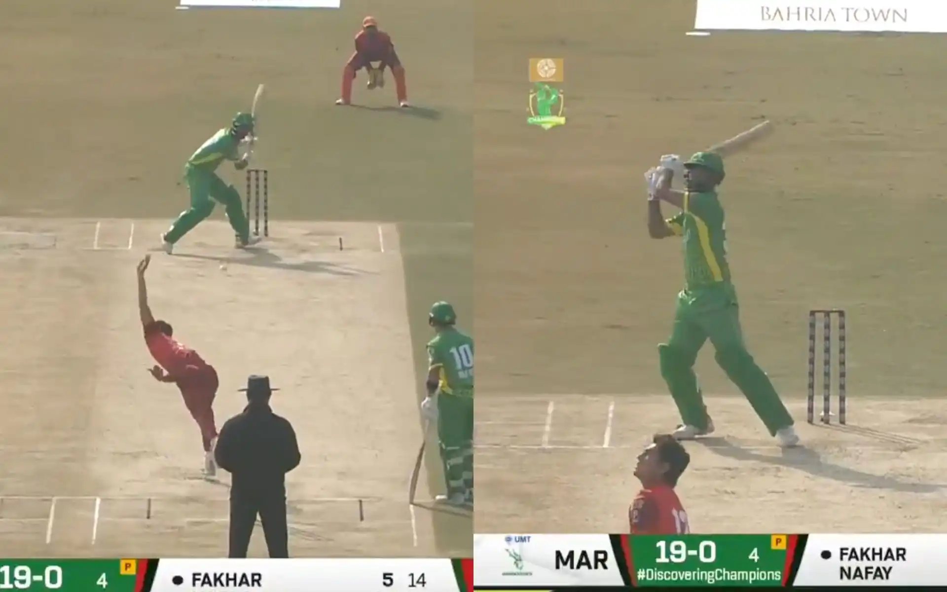Fakhar Zaman's huge six off Ubaid Shah [Source: @UMTMarkhors/X]