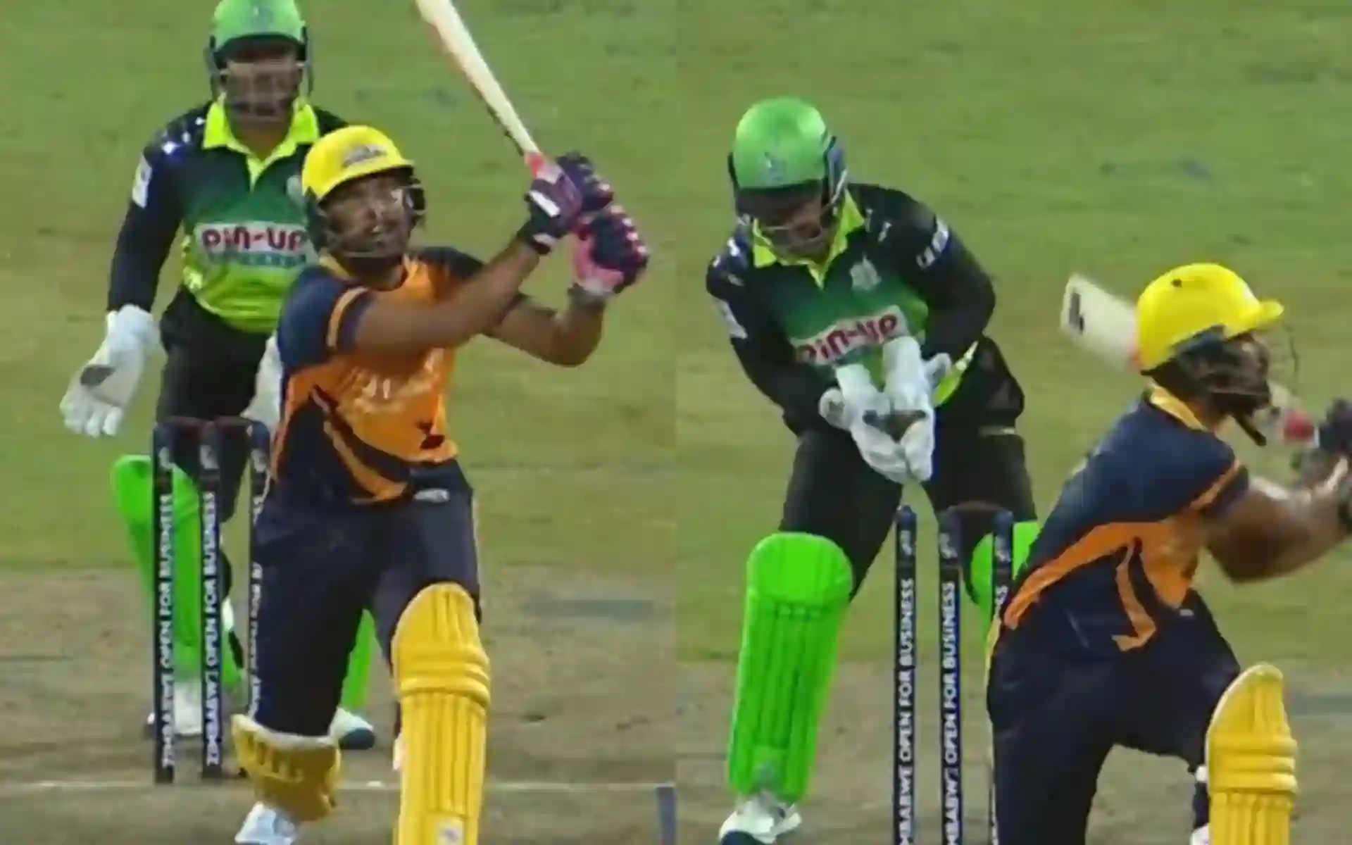 Dinesh Chandimal gets castled by Vandersay after a streak of sixes [Source: @Fancode/X.com]