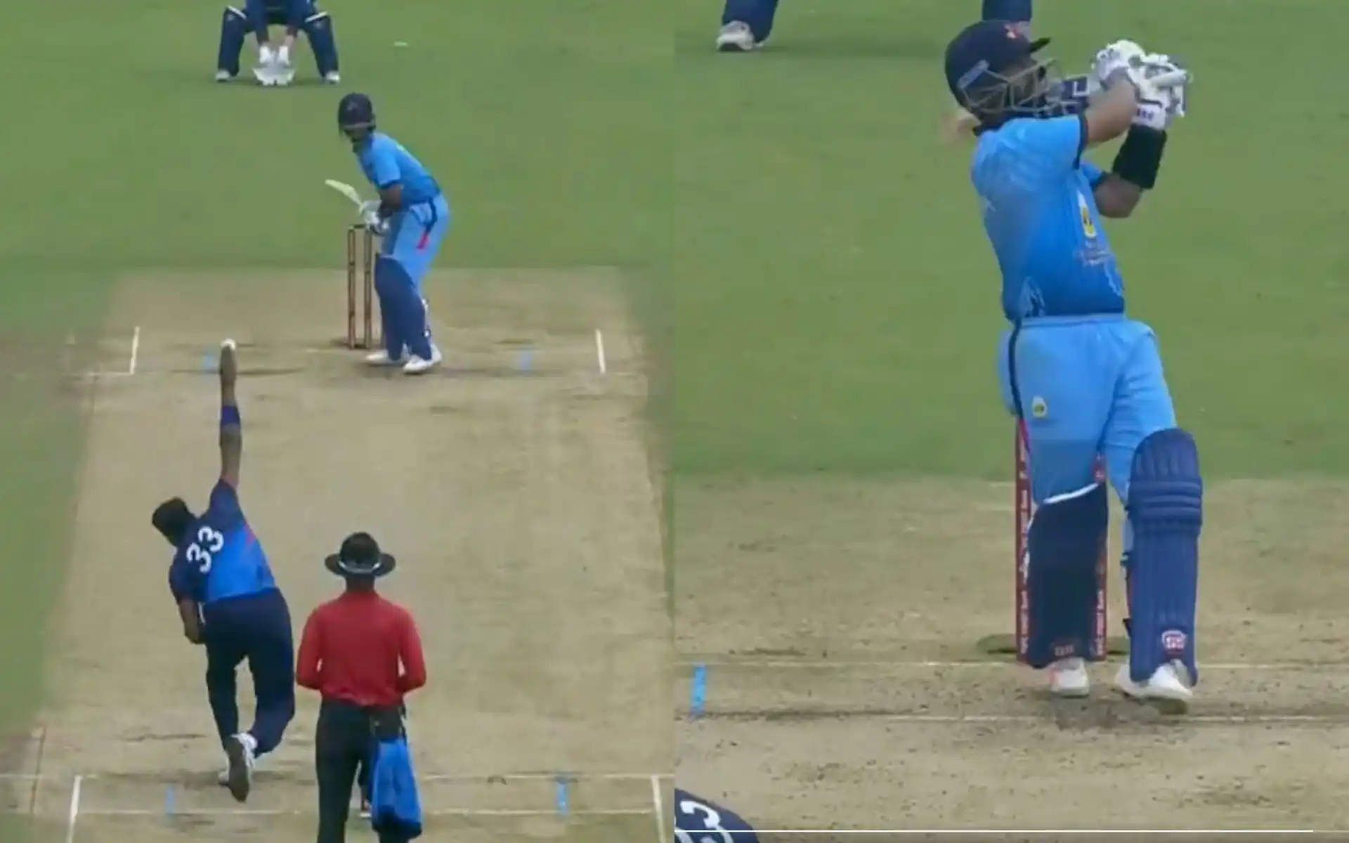 Rahane hit a monstrous six off Pandya [Source: @gavaskar_theman/X]