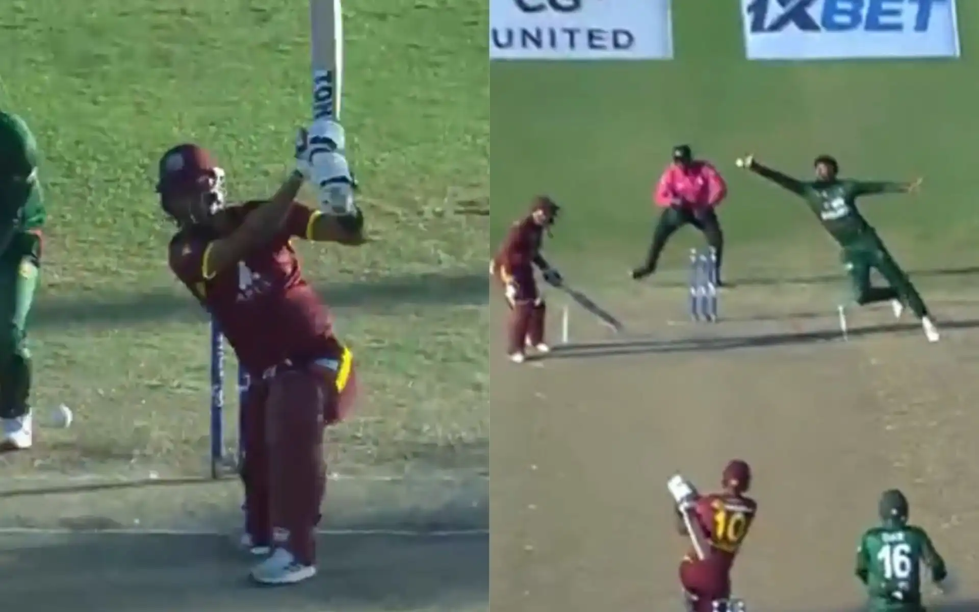 Rishad Hossain's reflex grab sent Roston Chase back to the pavilion [Source: @FanCode/X.com]